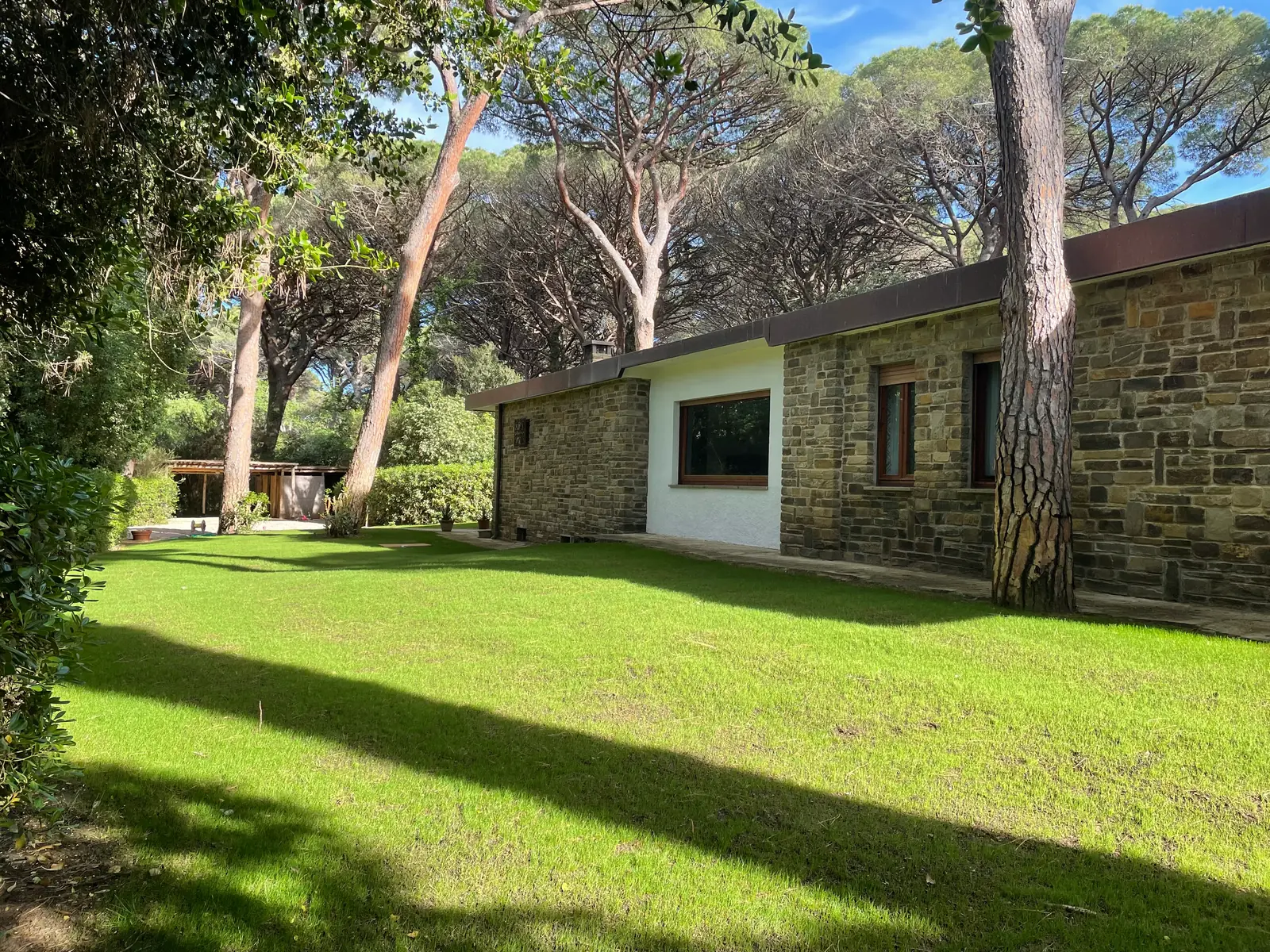 Front view of the villa with lawn